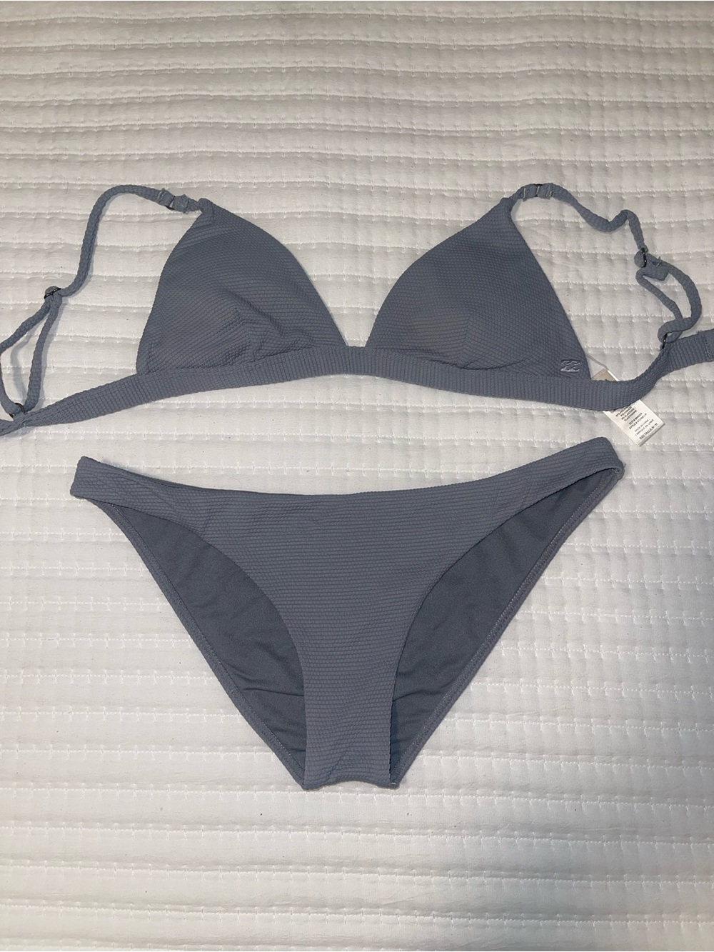 Billabong Textured Triangle Bikini Top in Slate Gray-Blue